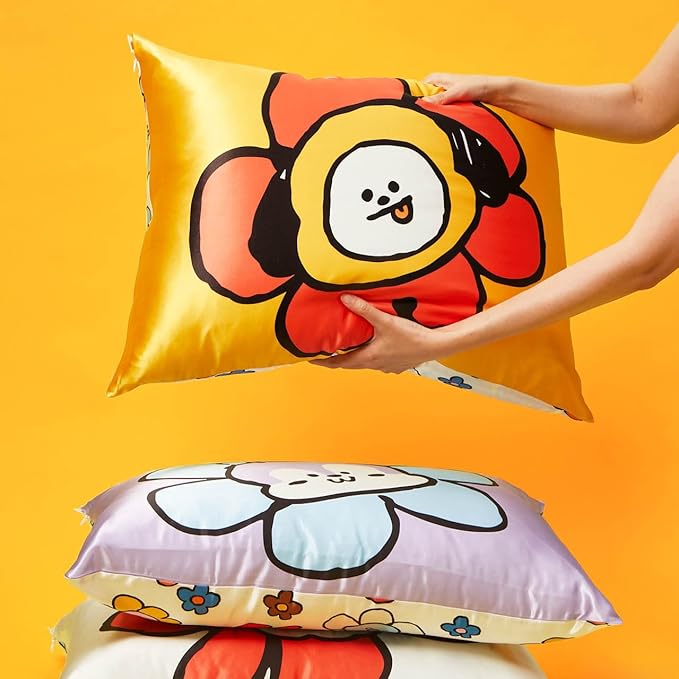 Kitsch x BT21 (Chimmy) Satin Pillowcase with Zipper for Hair & Skin - Softer Than Silk Pillow Cases, Smooth Cooling Pillow Cover, Wrinkle-Free, Machine Washable, Queen/Standard (19x26)