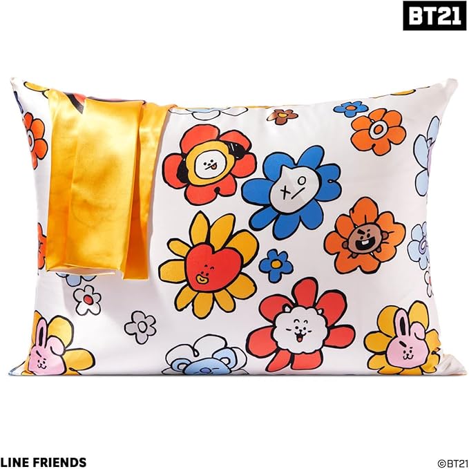 Kitsch x BT21 (Chimmy) Satin Pillowcase with Zipper for Hair & Skin - Softer Than Silk Pillow Cases, Smooth Cooling Pillow Cover, Wrinkle-Free, Machine Washable, Queen/Standard (19x26)