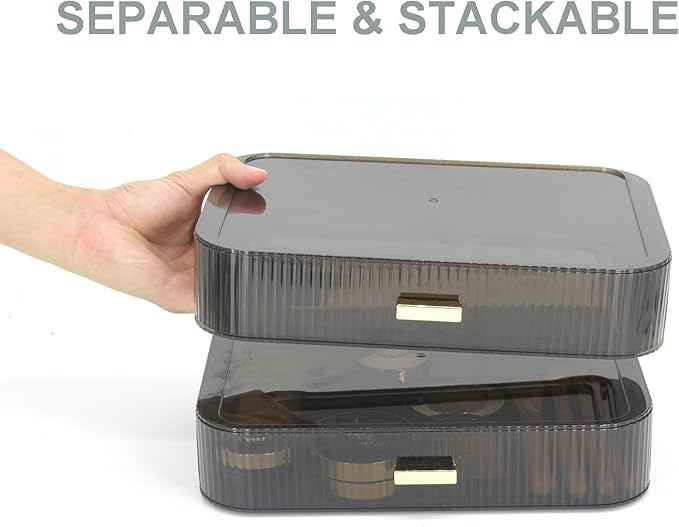 Makeup Organizer Drawers Stackable, Bathroom Vanity Organizers and Storage, Great for Cosmetics, skincare, Lipsticks, Nail Care (Black,1 Drawer)