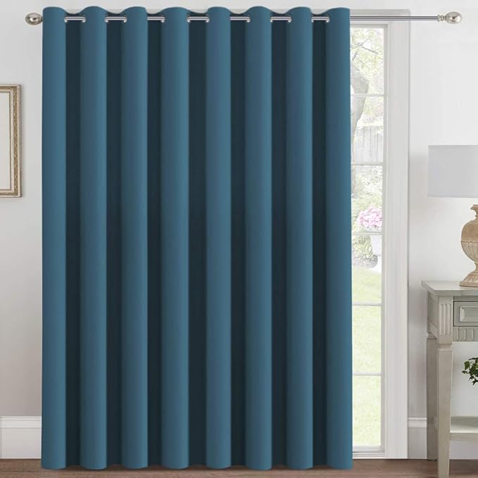 H.VERSAILTEX Blackout Patio Curtains 100 x 84 Inches for Sliding Door Extral Wide Blackout Curtain Panels Thermal Insulated Room Divider - Grommet Top, 7' Tall by 8.5' Wide - Dark Teal