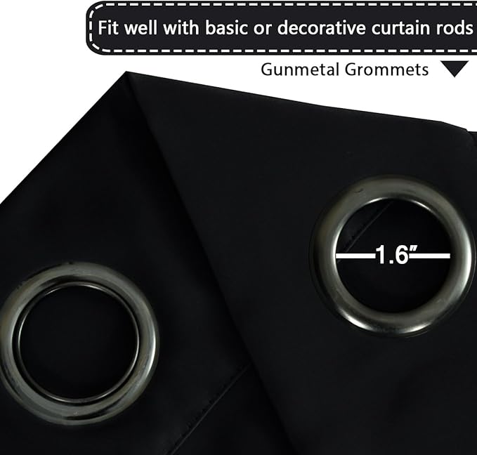 H.VERSAILTEX Blackout Patio Curtains 100 x 84 Inches for Sliding Door Extral Wide Blackout Curtain Panels Thermal Insulated Room Divider - Grommet Top, 7' Tall by 8.5' Wide - Jet Black
