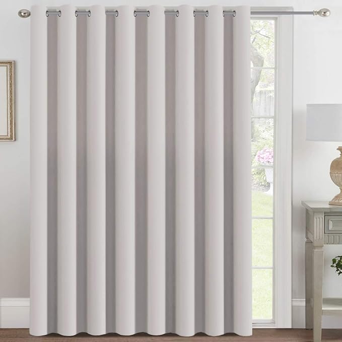 H.VERSAILTEX Blackout Patio Curtains 100 x 108 Inches for Sliding Door Extral Wide Blackout Curtain Panels Thermal Insulated Room Divider - Grommet Top, 9' Tall by 8.5' Wide - Stone