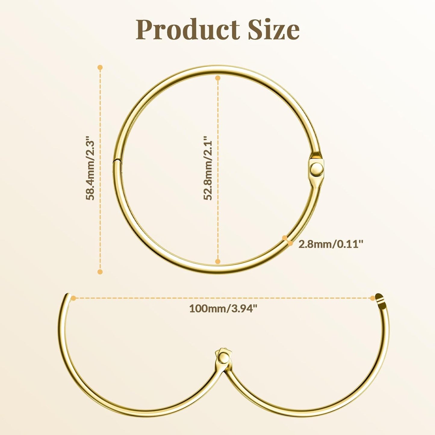 Shower Curtain Rings, Shower Curtain Hooks Rust Proof Shower Rings for Curtain, Glide Smoothly Metal Gold Shower Hooks for Shower Curtain and Rod, 12 Pcs Snap Joint Shower Curtain Clips
