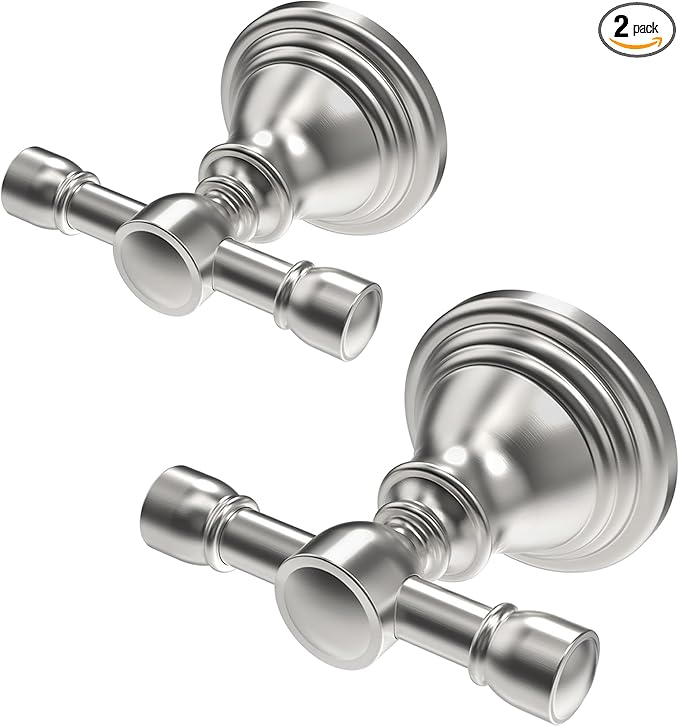 Towel Hook for Bathrooms 2 Pack, Stainless Steel Robe Coat Hook Wall Mount, Heavy Duty Towel Hanger for Kitchen, Bedroom or RV (Brushed Nickel)