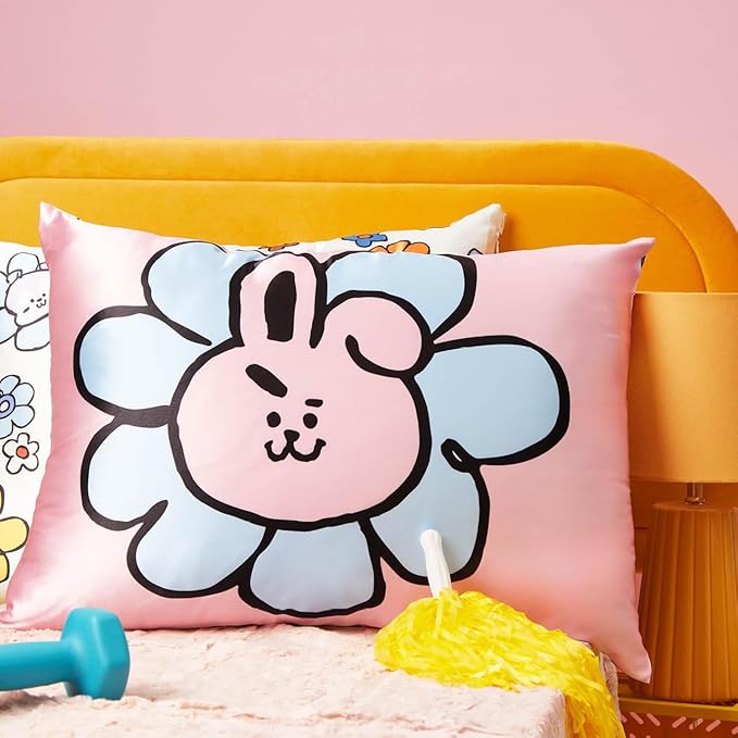 Kitsch x BT21 (Cooky) Satin Pillowcase with Zipper for Hair & Skin - Softer Than Silk Pillow Cases, Smooth Cooling Pillow Cover, Wrinkle-Free, Machine Washable, Queen/Standard (19x26)
