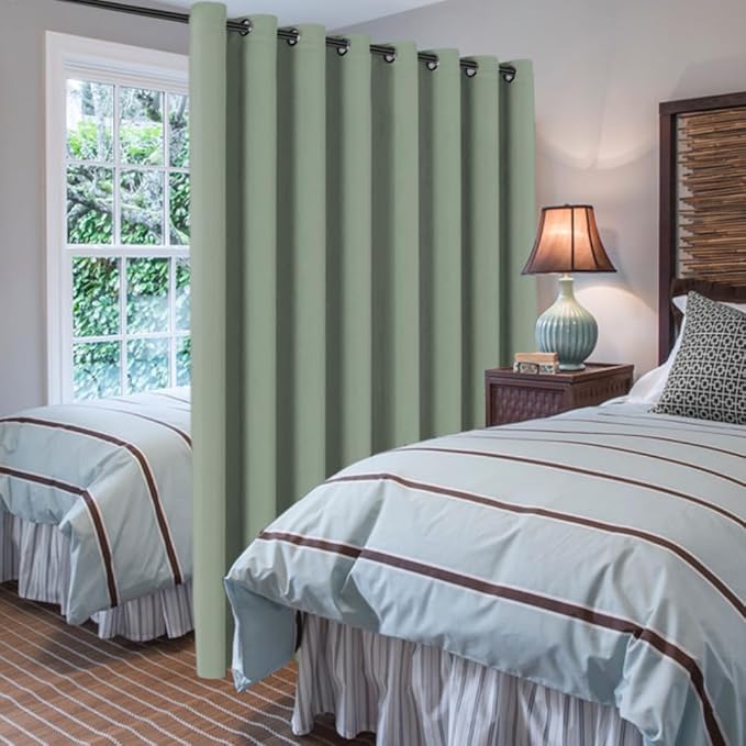 H.VERSAILTEX Blackout Patio Curtains 100 x 84 Inches for Sliding Door Extral Wide Blackout Curtain Panels Thermal Insulated Room Divider - Grommet Top, 7' Tall by 8.5' Wide - Cyan