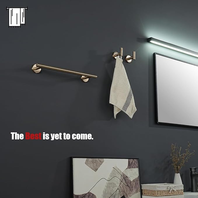JQK Champagne Bronze Towel Bar, 15 Inch 304 Stainless Steel Thicken 0.8mm Towel Rack Bathroom, Towel Holder Wall Mount, Useable Length 12 Inch, TB110L12-CB