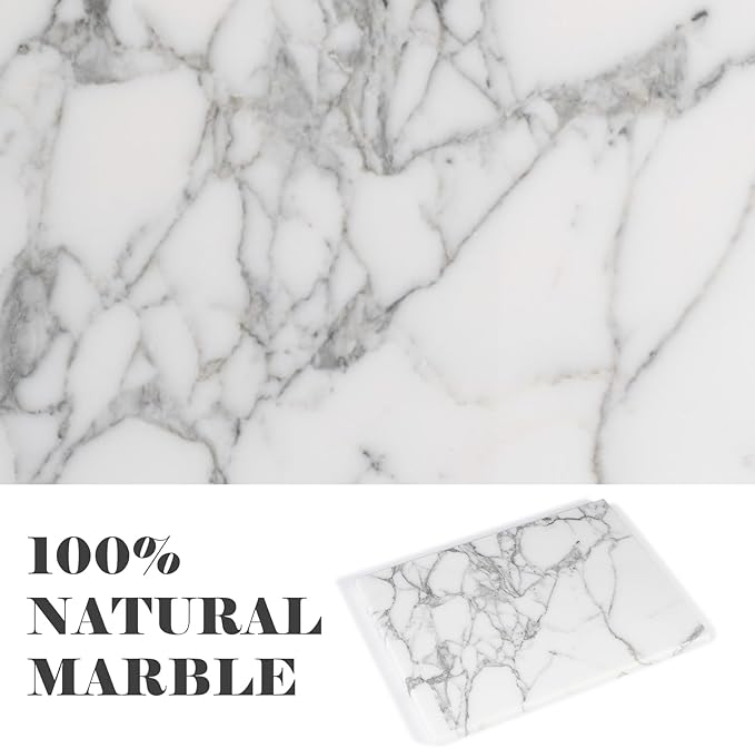 Natural Marble Board for Kitchen - 10" x 8" Stone Slab, Marble Cheese Pastry Board for Counter, Bathroom Trays, Serving Tray Jewelry Candle Plate (Arabescato)