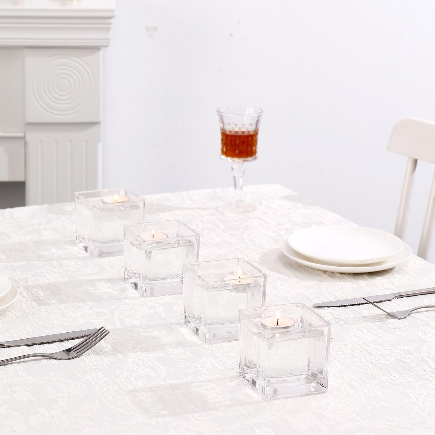 Square Flower Vases Set of 9, 3"x 3"x 3" Glass Vases for Centerpieces, Clear Vase for Flowers, Small Vase for Wedding, Party, Home Office Decoration