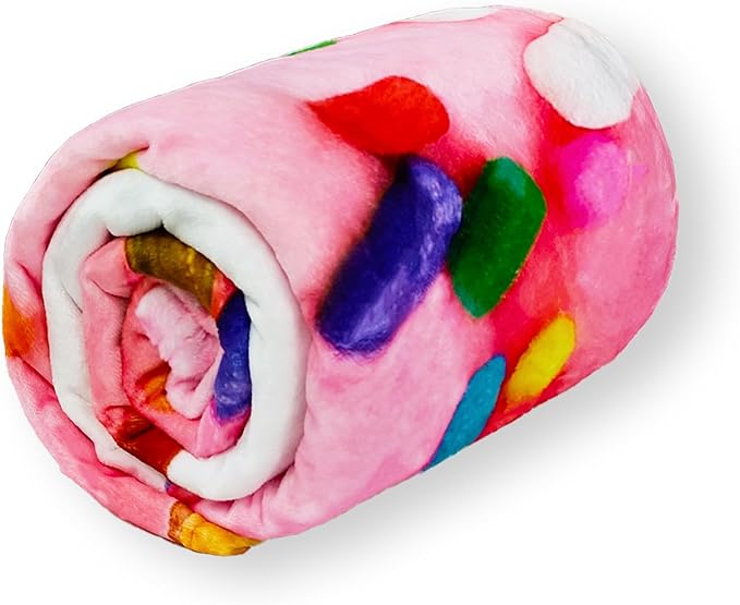 Vessia Pink Donuts Printed Throw Blanket, Realistic Funny Food Blanket for Adults and Kids, 300GSM Soft Giant Donuts Throw for Couch, Sofa, Bed, Fun Decor for All Seasons (60 inches)
