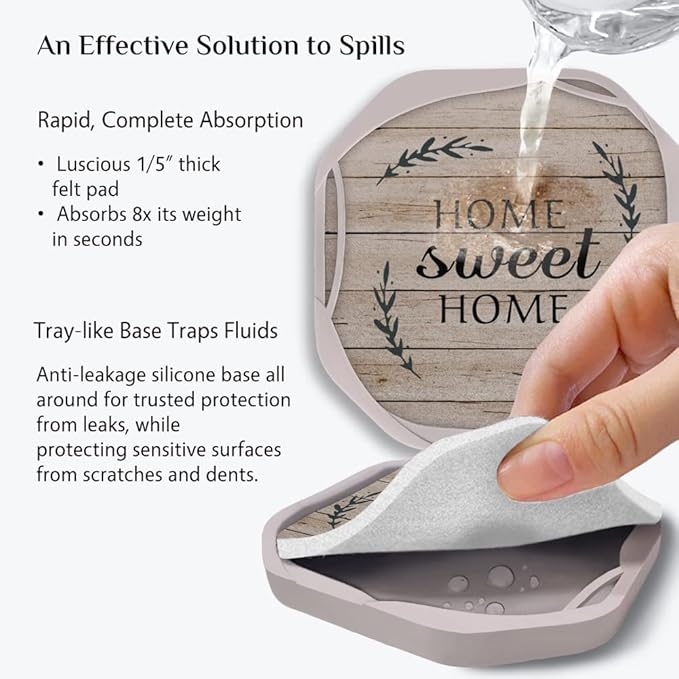 UMIRRO Absorbent Drink Coasters, Housewarming Gifts for New House, Sweet Home Decor, Rustic Farmhouse Coffee Table Centerpiece, Small Ideas for Women Mom Her Men Dad Him, 4", Set of 6