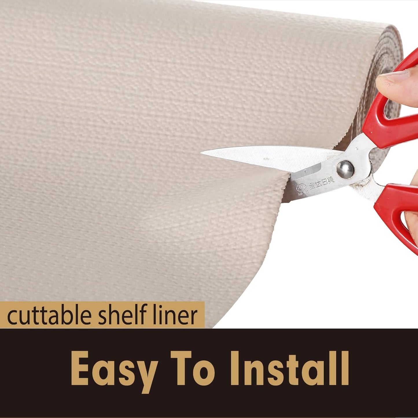 Premium Drawer and Shelf Liner for Cabinet, Non Adhesive Liner for Kitchen, Strong Grip Non Slip Shelf Liners for Kitchen Cabinets, Storage, Drawers, Shelves, Kitchenware and Tableware, Beige