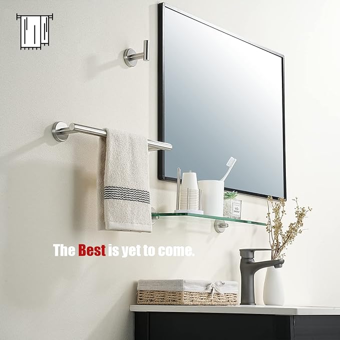 JQK Bathroom Towel Bar, 15 Inch 304 Stainless Steel Thicken 0.8mm Towel Rack, Towel Holder Brushed Finished Wall Mount, Useable Length 12 Inch, TB110L12-BN
