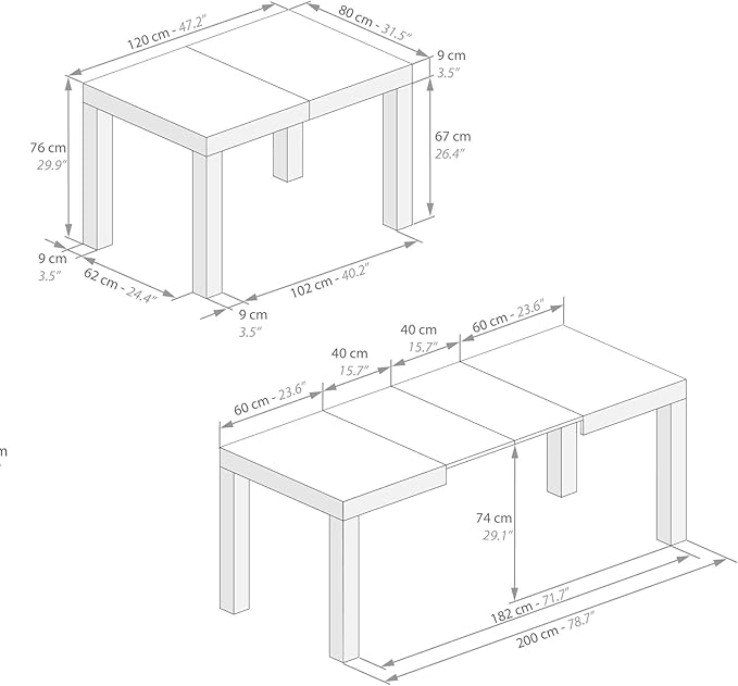 Mobili Fiver First - Extendable Dining Room Table Designed & Made in Italy | Expandable Dining Table for 6 Extending to 8 People | Space-Saving Transformer Design for Small Spaces | Ashwood Black
