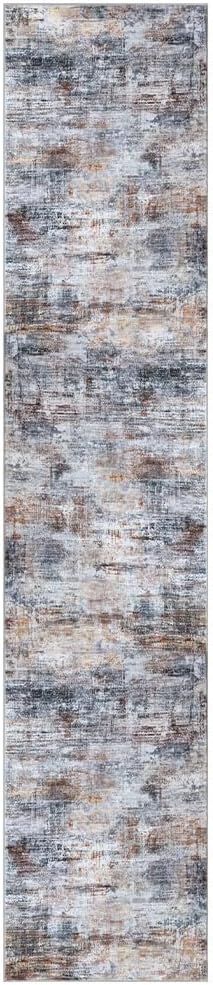 IOHOUZE Abstract Runner Rug 3x14 Ft Washable Runners for Hallways, Non Slip Kitchen Runner Printed Faux Wool Entryway Runner Indoor, Modern Abstract Floor Carpet for Hall Stair, Orange Grey