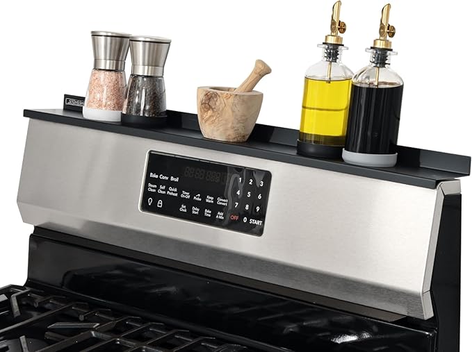 StoveShelf 30" Length Black Magnetic Shelf for Kitchen Stove - Kitchen Storage Solution with Zero Installation - Over Stove Spice Rack Organizer