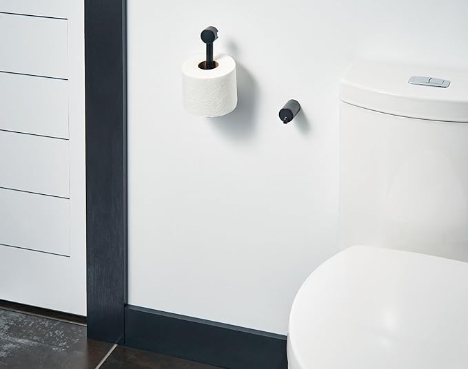 Moen Matte Black Align Pivoting Double Post Modern Toilet Paper Holder, YB0408BL