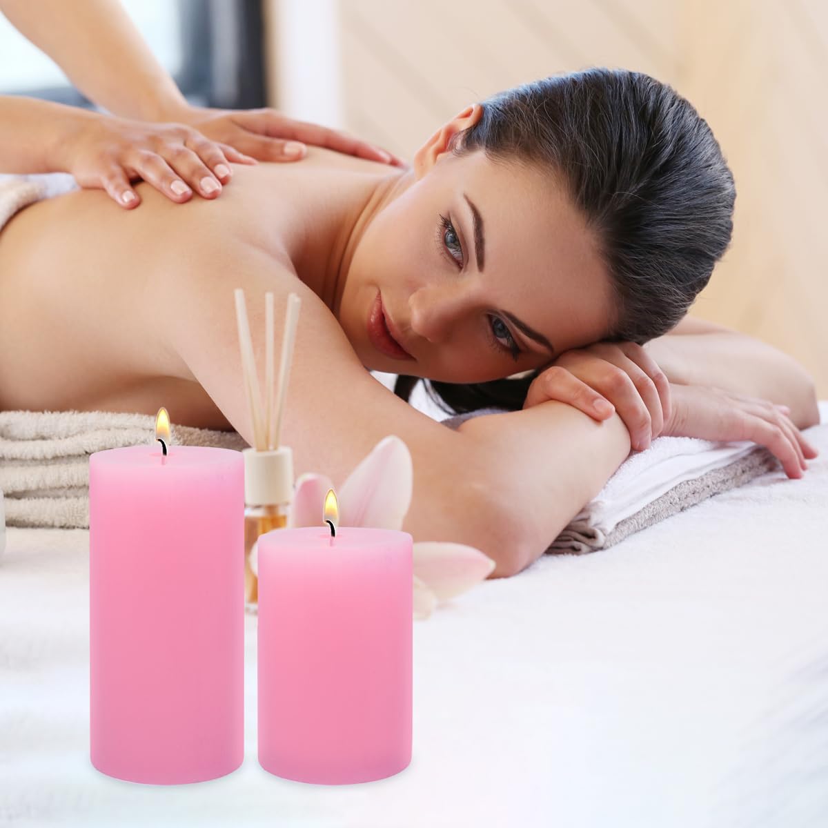 3 Packs Different Size Pink Pillar Candles, Unscented Dripless 2.75x3, 2.75x4, 2.75x6 Inch Pastel Colored Long Lasting Burning Cylinder Wax Candles for Home Power Outage Dinner Table Decoration