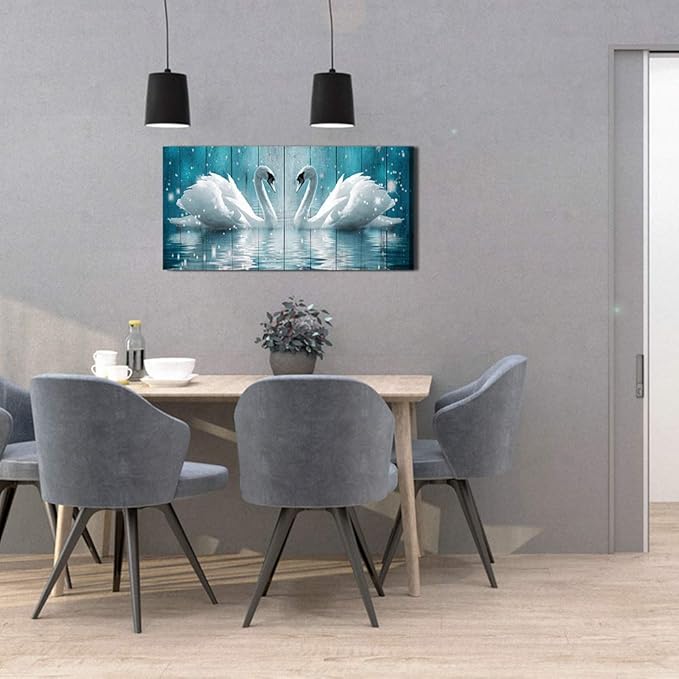 Wall Art for living room Canvas wall decorations for bathroom Modern Wall decor Family Bedroom Wall Pictures Two swans Artwork Kitchen office Home decoration Abstract painting