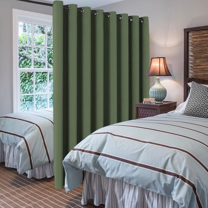 H.VERSAILTEX Blackout Patio Curtains 100 x 84 Inches for Sliding Door Extral Wide Blackout Curtain Panels Thermal Insulated Room Divider - Grommet Top, 7' Tall by 8.5' Wide - Bronze Green