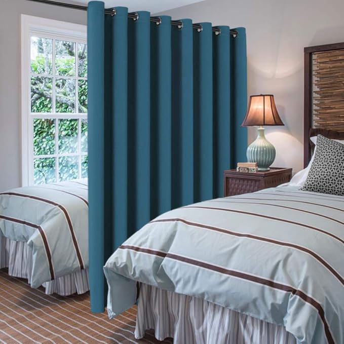 H.VERSAILTEX Blackout Patio Curtains 100 x 108 Inches for Sliding Door Extral Wide Blackout Curtain Panels Thermal Insulated Room Divider - Grommet Top, 9' Tall by 8.5' Wide - Dark Teal