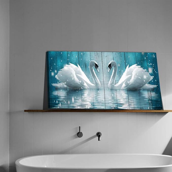 Wall Art for living room Canvas wall decorations for bathroom Modern Wall decor Family Bedroom Wall Pictures Two swans Artwork Kitchen office Home decoration Abstract painting