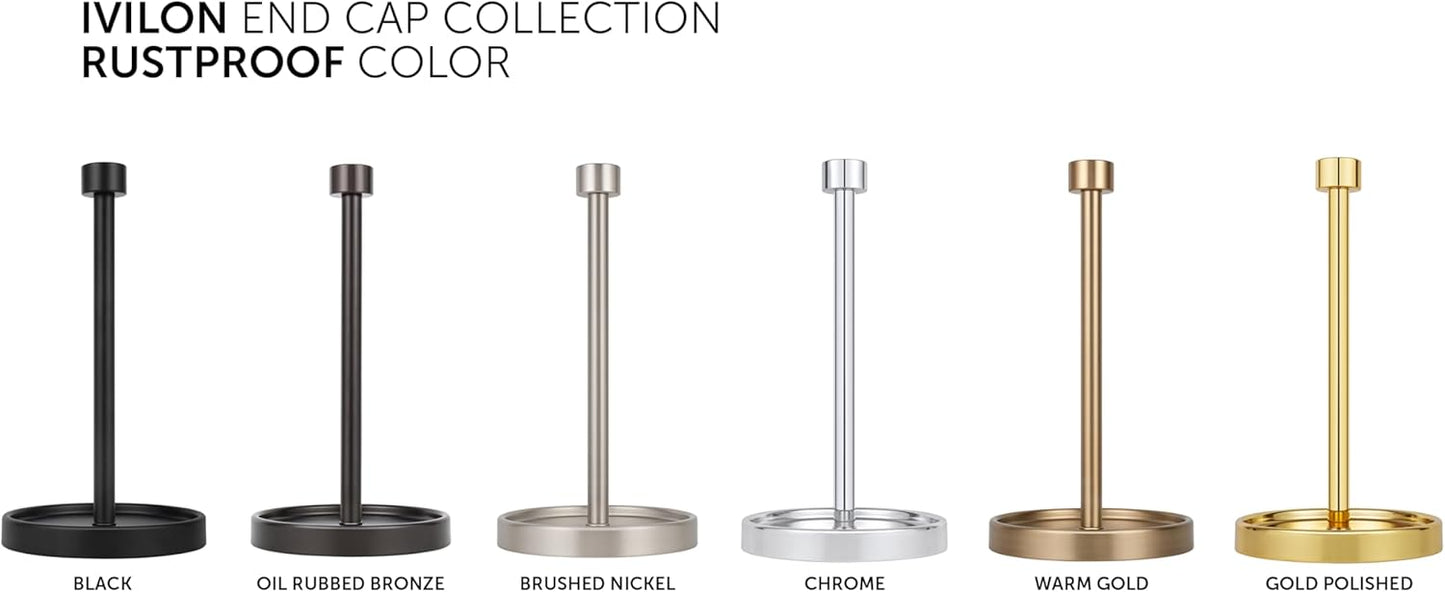 Ivilon Countertop Paper Towel Holder - Modern End Cap Minimalist Design - Color Gold Polished