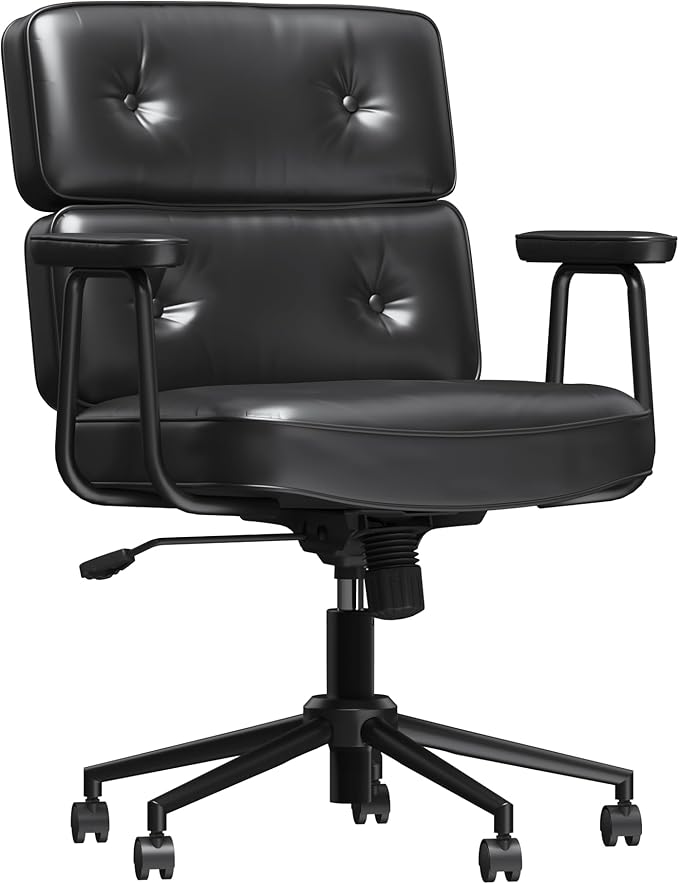 FLEXISPOT Vanity Chair with High Back Makeup Chair for Vanity Desk, Comfortable Home Office Desk Chairs 23.4 * 20.1in Wide Seat Cross Legged Office Chair with Wheels, Black