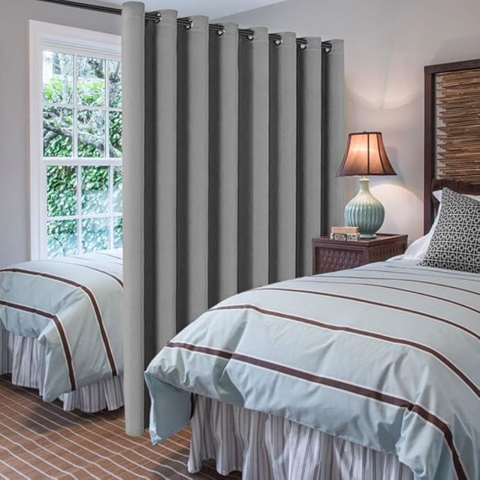 H.VERSAILTEX Blackout Patio Curtains 100 x 108 Inches for Sliding Door Extral Wide Blackout Curtain Panels Thermal Insulated Room Divider - Grommet Top, 9' Tall by 8.5' Wide - Dove Grey