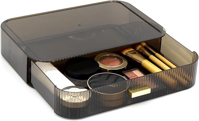 Makeup Organizer Drawers Stackable, Bathroom Vanity Organizers and Storage, Great for Cosmetics, skincare, Lipsticks, Nail Care (Black,1 Drawer)