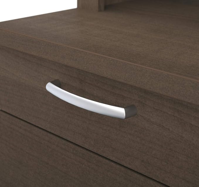 Bestar Logan 66W U-Shaped Desk with Hutch, Lateral File Cabinet, and Bookcase in Antigua