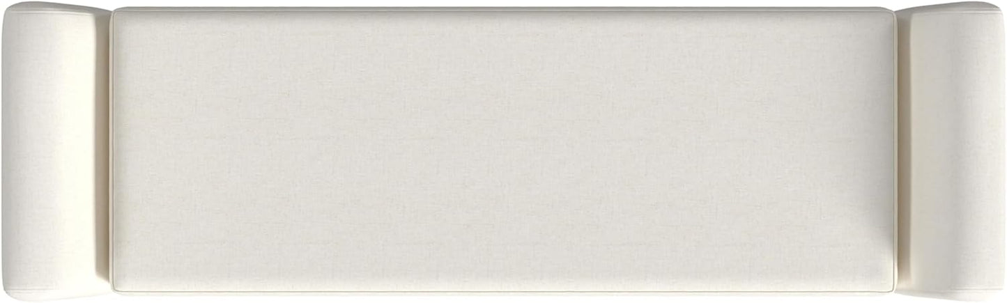 HomePop Modern Storage Bench with Wood Legs |Homepop Home Décor|Bench with Storage for Living Room & Bedroom - Cream Woven