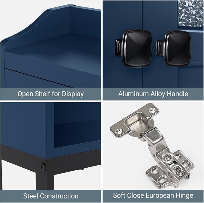 Over The Toilet Storage, Bathroom Storage Cabinet Over Toilet, Above Toilet Storage with Double Doors and Soft Hinges Over Toilet Storage Shelf Over The Toilet Storage Cabinet (Ultramarine)