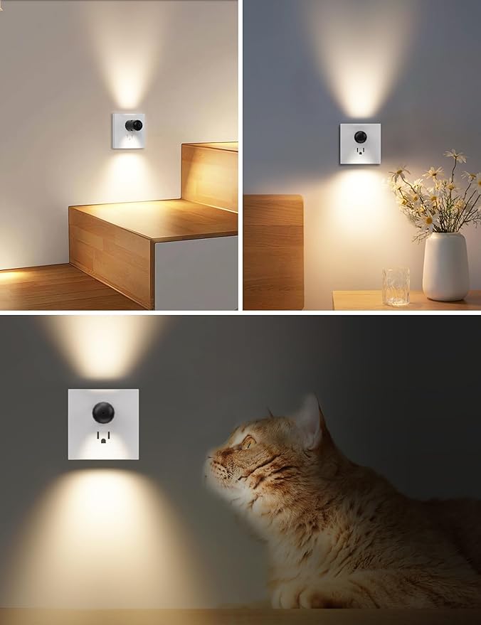 6 Pack LED Night Lights with Dusk to Dawn Sensor, 3000K Soft White, Plug in Wall Night Lights for Kids, Kitchen, Hallway, Bathroom, Bedroom,Non-Dimmable