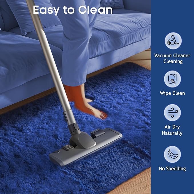 Ophanie Blue Runner Rug for Hallway, 2x6 Bedroom Bedside Living Room Rugs, Non Slip Fluffy Soft Shaggy Carpet for Kids Girls Boys Dorm Nursery Home Decor Aesthetic