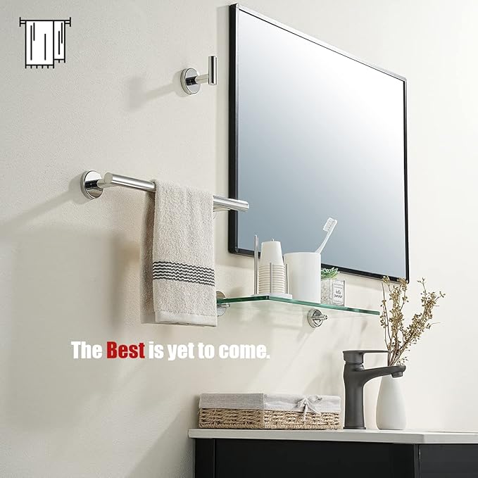 JQK Chrome Towel Bar, 15 Inch 304 Stainless Steel Thicken 0.8mm Towel Rack Bathroom, Towel Holder Polished Finished Wall Mount, Useable Length 12 Inch, TB110L12-CH