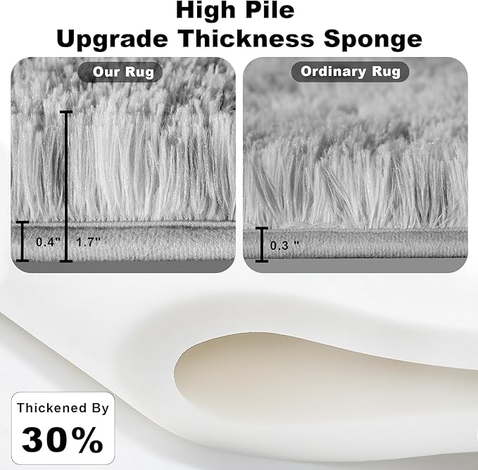 5x7 Tie Dyed Grey Fluffy Area Rugs for Bedroom, Soft Indoor Plush Rug for Living Room, Large Furry Fuzzy Shag Floor Carpet for Kids Nursery Boys Room Dorm Classroom Home Office Decor Mat