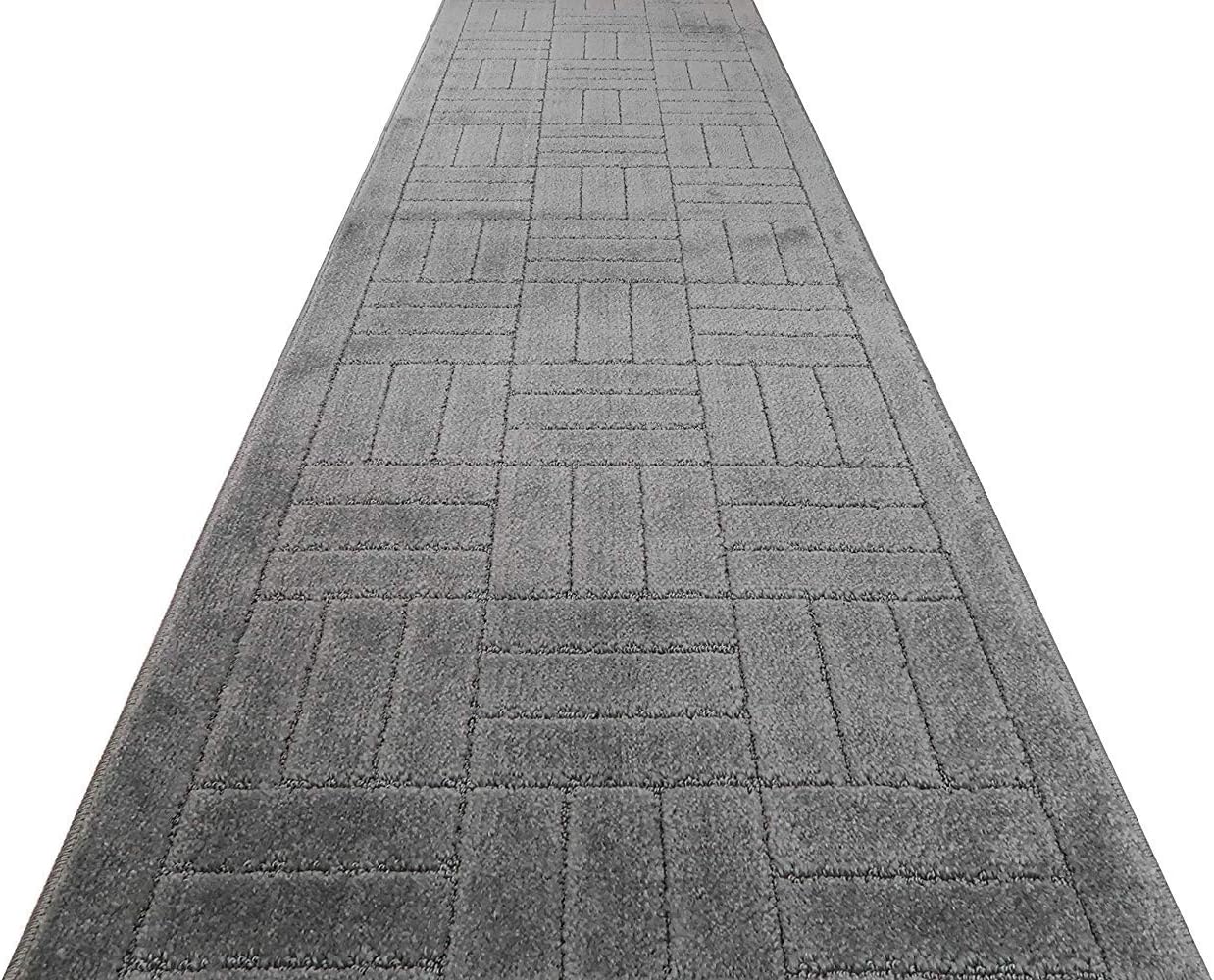 Custom Length Hallway Runner Rug,Slip Resistant,Bricks Dark Grey, 26 Inch X 5 feet, Sold and Priced Per Foot