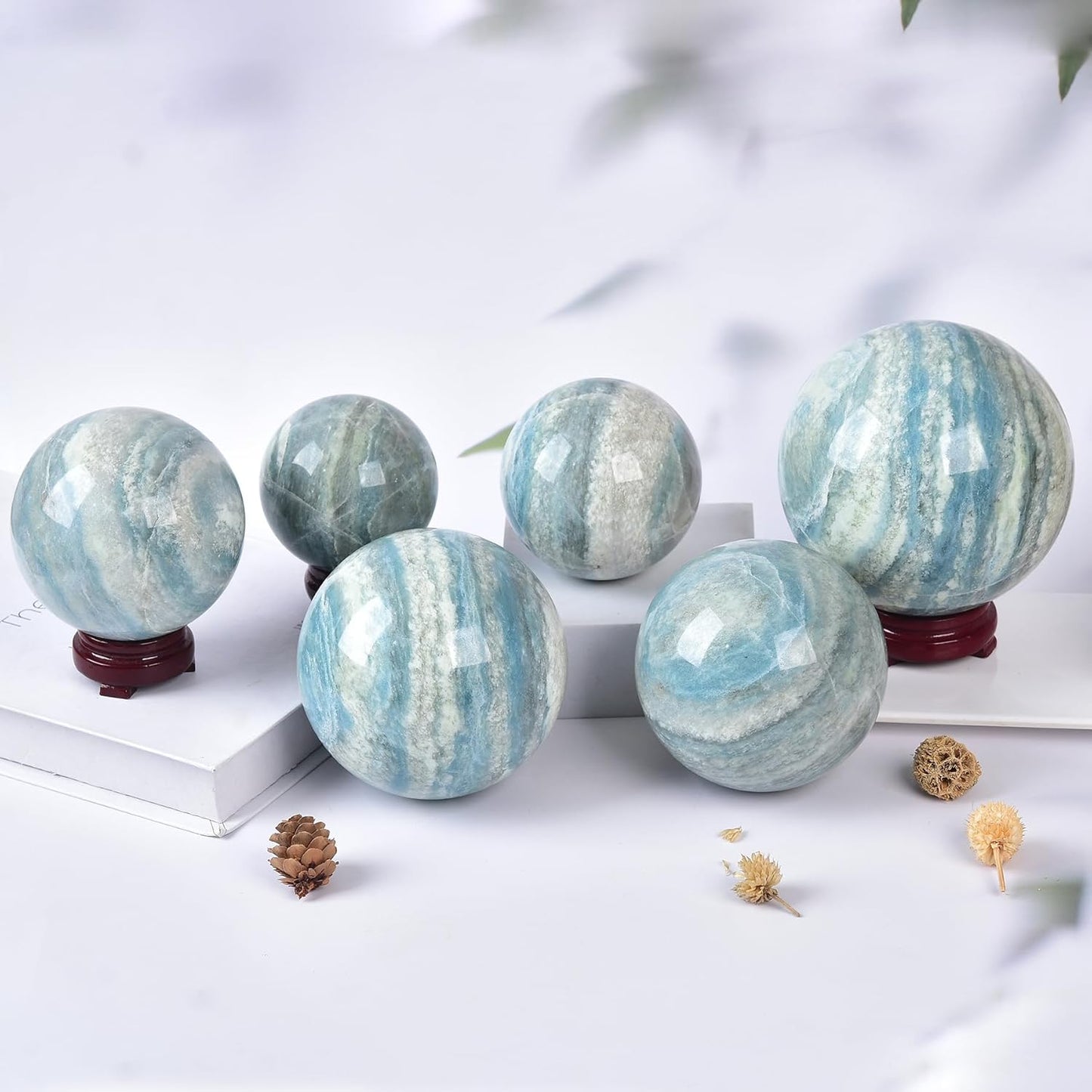 JIC Gem Natural Large Healing Crystal Sphere Ball Trolleite Crystal Decorative Ball Chakra Meditation Fengshui (110-120mm)