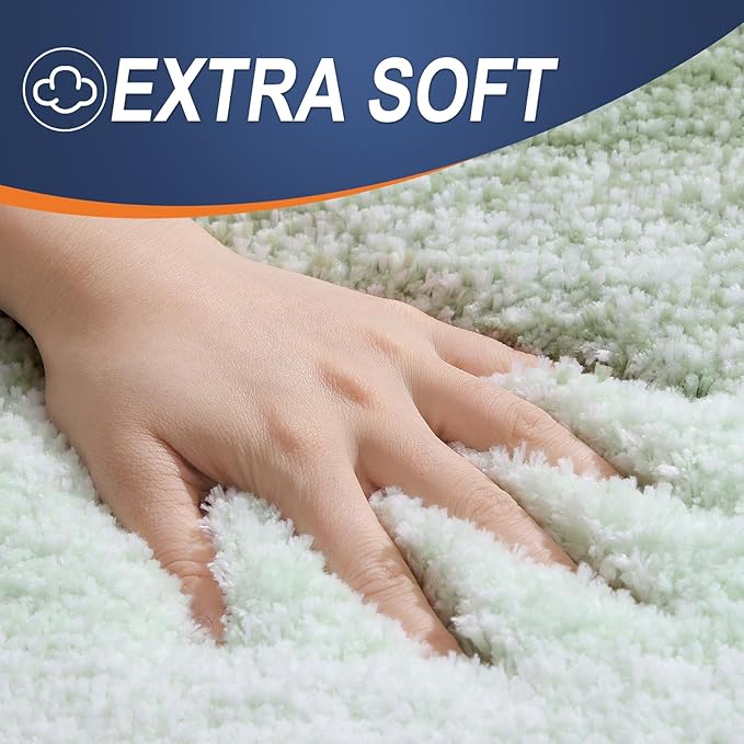 OLANLY Bathroom Rug Set 2 Piece, Soft Absorbent Microfiber Bath Mats and U-Shaped Contour Toilet Rug, Non-Slip, Machine Wash Dry, Plush Shaggy Bath Mats for Bathroom (24"x16"+24"x20", Sage Green)