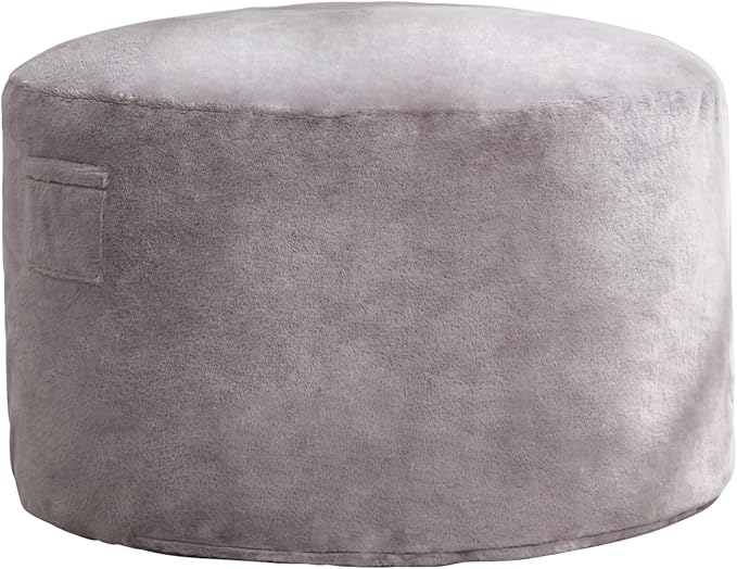 Hobestluk 3ft Bean Bag Chairs for Adults Large Beanbag Chair with Plush Faux Fur Cover Big Bean Bag Chair for Living Room Bedroom Dorm Office - Grey (36” x 36” x 22”)