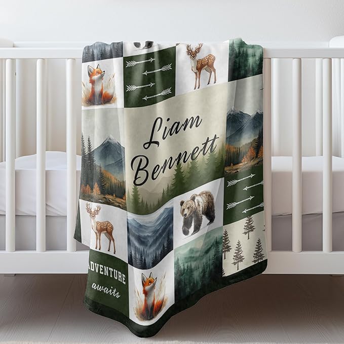 Ship Next Day, Personalized Baby Blankets - Printed in USA, Custom Name Blanket, Baby Blanket with Name, Ultra-Soft Cozy Fleece Blankets, Gifts for Baby Newborn Toddlers Boys & Girls Kids