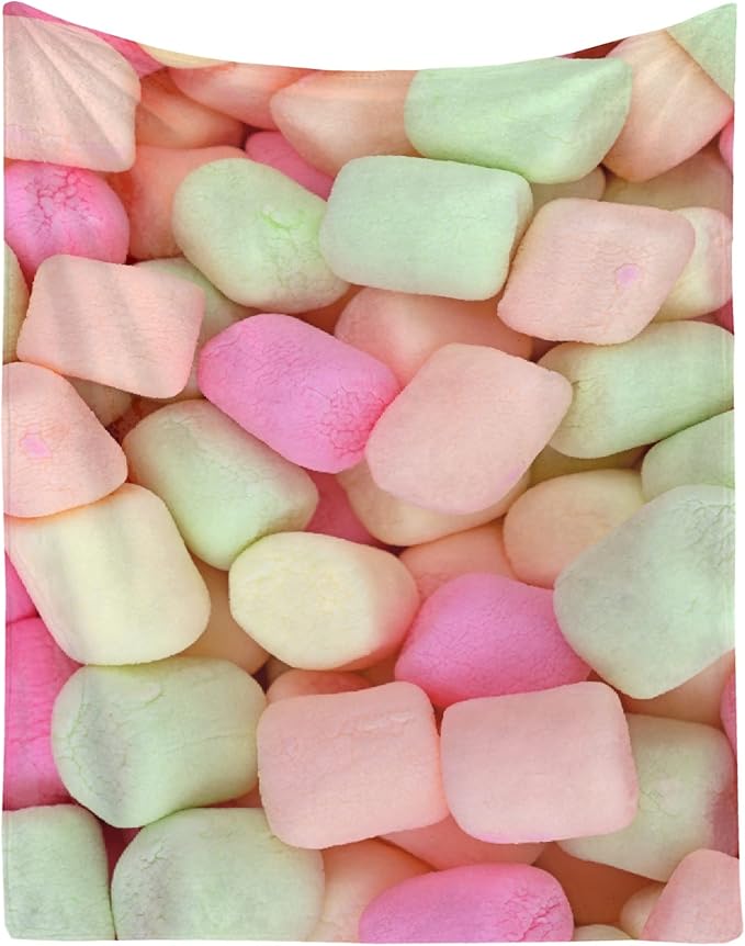 Marshmallow Candy Blanket Fleece Lightweight Throws Gift for Birthday Christmas Soft Flannel Blankets for All Season Bed Sofa King-90"x120"