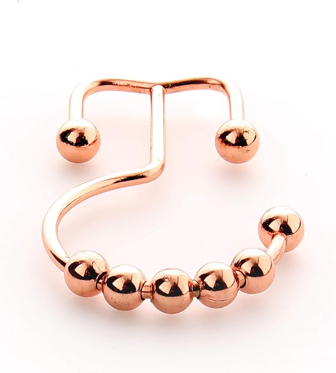 2lbDepot Copper Shower Curtain Hooks Rings, Premium Rust-Resistant Stainless Steel Metal, Double Dual Sided Hooks, Glides Effortlessly on Bathroom Shower Rods, Set of 12 Decorative Copper Hooks