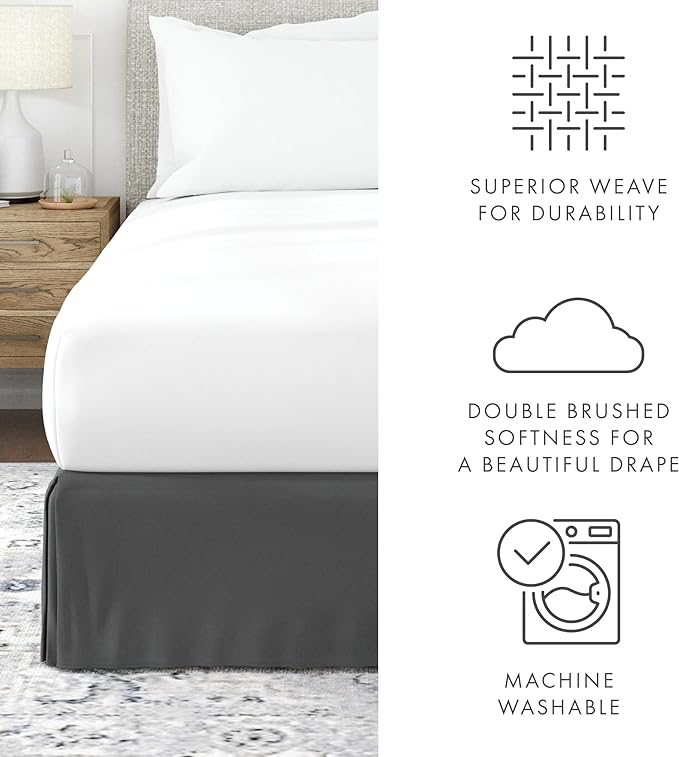 Linen Market Bed Skirt - Ultra Soft Microfiber - Easy Fit with 14 Inch Tailored Drop - Hotel Quality, Shrinkage & Fade Resistant - Bed Cover - Cal King Bed Skirt - Bedroom Décor - (Cal King, Gray)