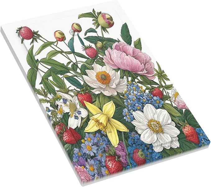 Spring Watercolor Flower Plant Strawberry Peony Floral Light Switch Cover Plate 1 Gang Electrical Wall Plates Faceplate Decorative Switch Plate No Device Blank for Bedroom living Room Decor