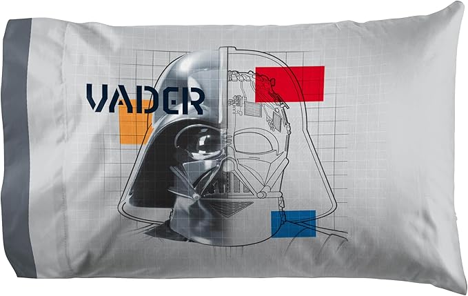 Jay Franco Kids Sheet Set with Fitted, Flat Sheets & Pillow Cover - Ultra-Soft Bedding with Pillowcase for Room Decor, Gray - Star Wars, 3 Piece Twin