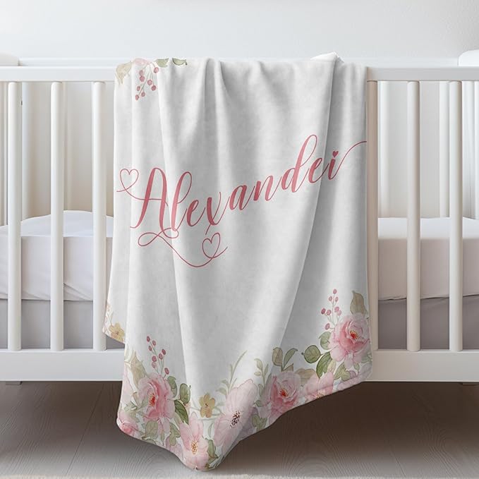 Ship Next Day, Personalized Baby Blankets - Printed in USA, Custom Name Blanket, Baby Blanket with Name, Ultra-Soft Cozy Fleece Blankets, Gifts for Baby Newborn Toddlers Boys & Girls Kids