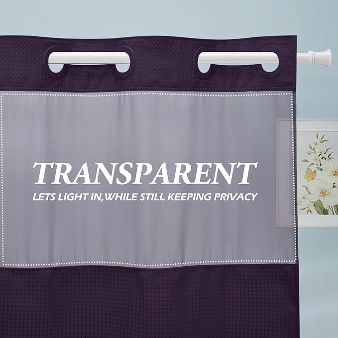 Purple Stall Hotel Style Shower Curtain with Snap in Liner - 230GSM Waffle Textured,Hotel Grade,Spa Like Bath Curtain,54W x 80H