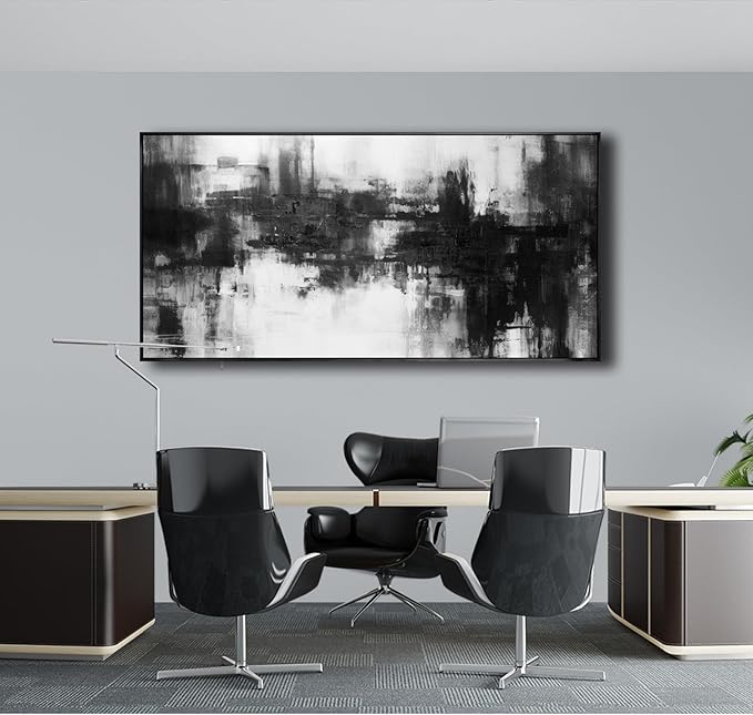 VHMING Abstract Wall Art Large Size Framed Modern Minimalist Canvas Painting Living Room Decor 30"x60"